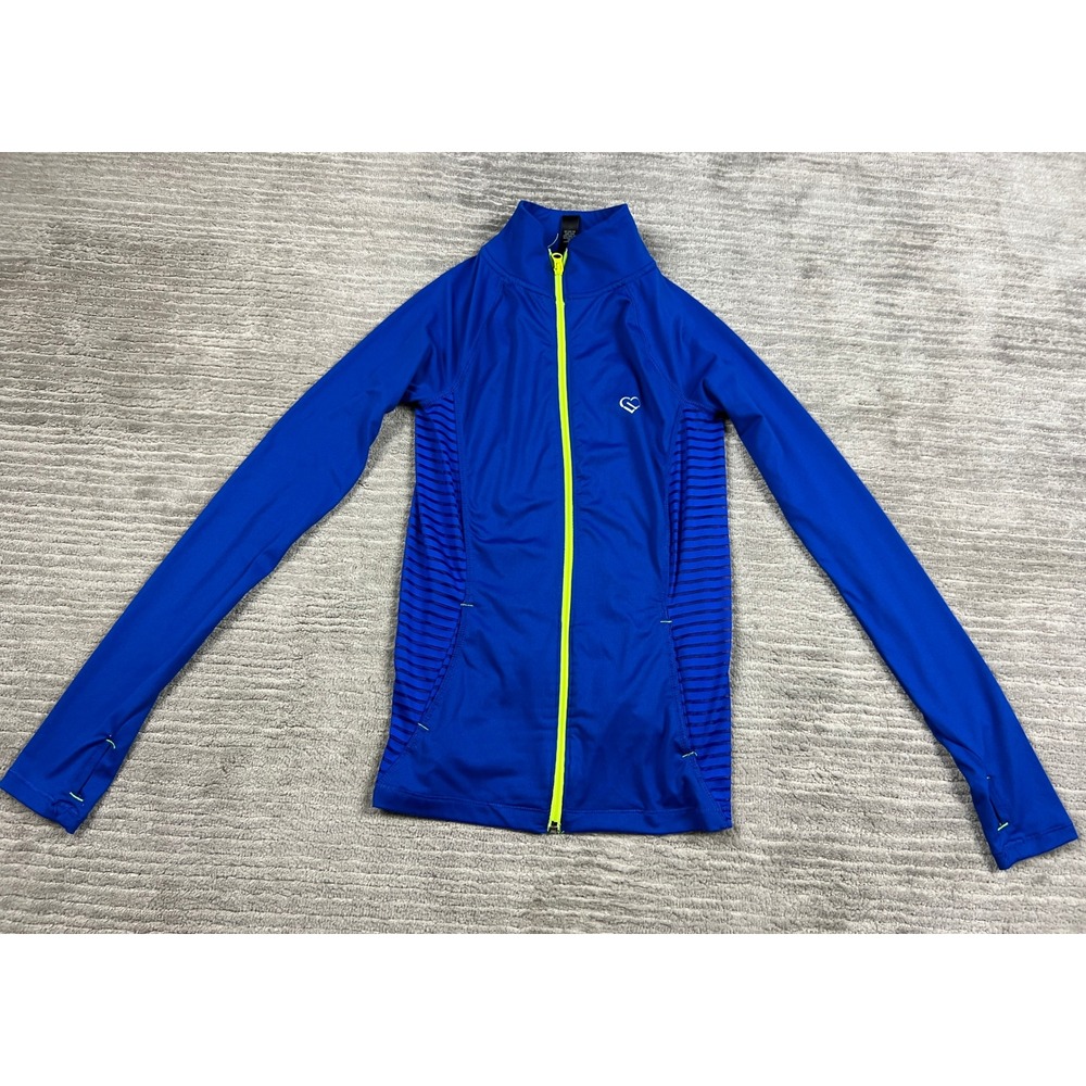 Live Love Dream Track Jacket Womens XS Blue Neon Full Zip Mesh Active Thumbholes
